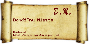 Dohány Mietta névjegykártya